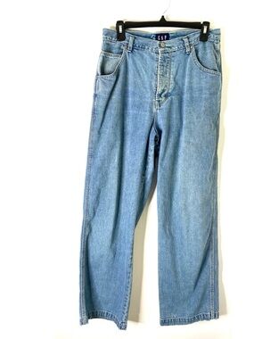 Vintage Gap Denim Premium Standard Baggy Wide Leg Jeans Light Blue Y2K Stretch
